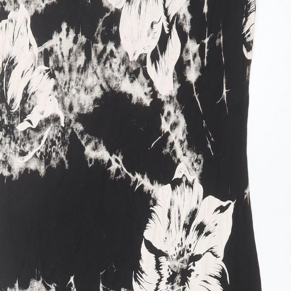 Quiz Womens Black Floral Viscose Shift  Size 16  Round Neck