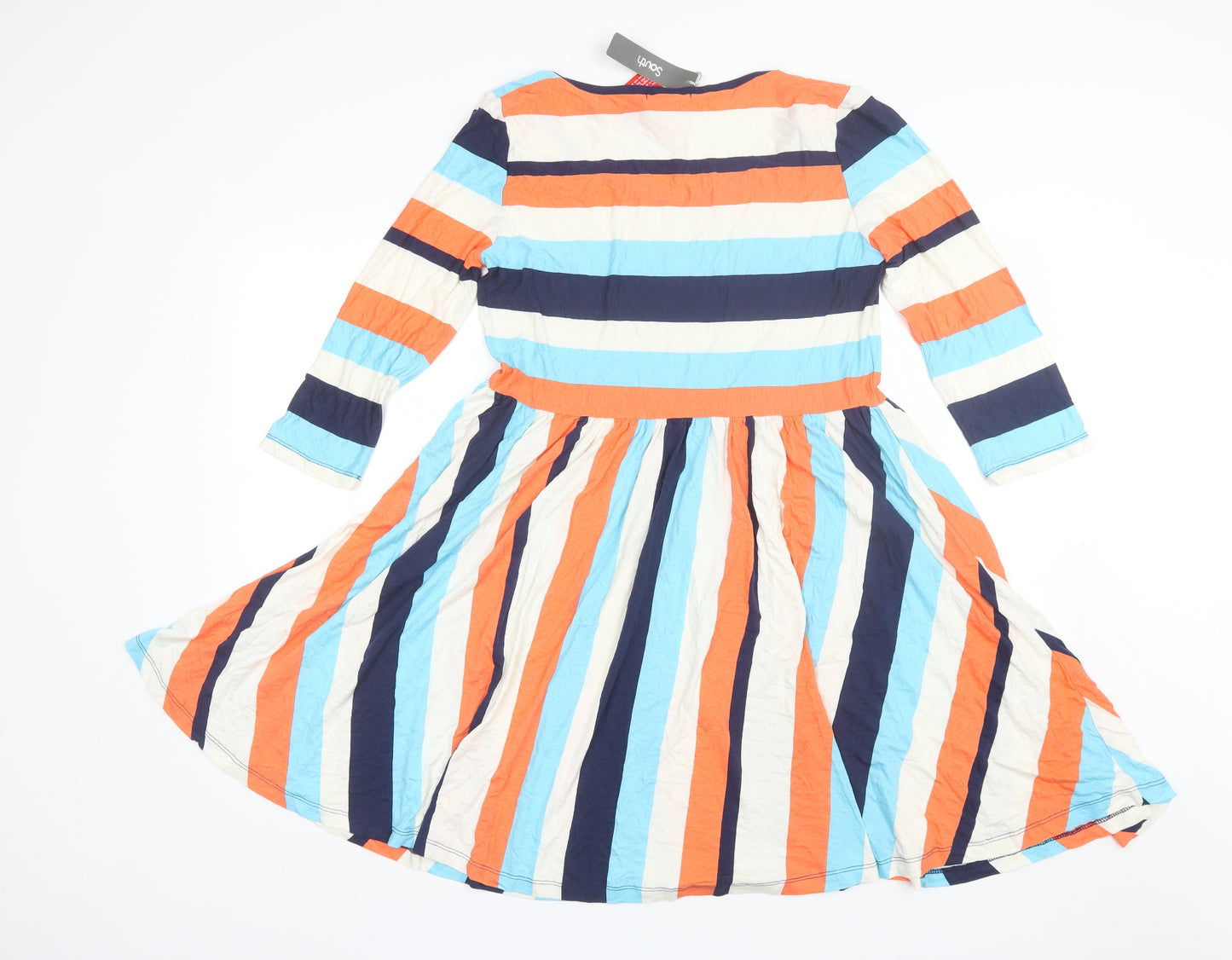 South Womens Blue Striped Viscose Shift  Size 14  Round Neck