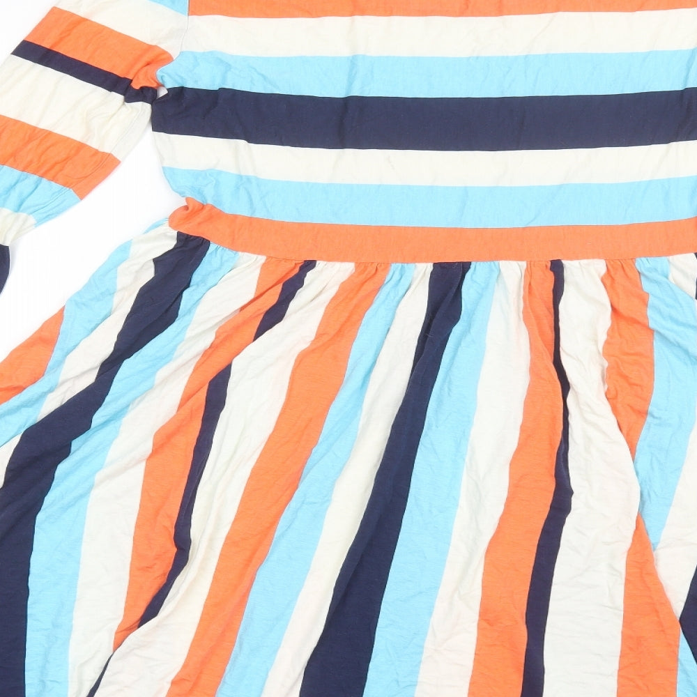 South Womens Blue Striped Viscose Shift  Size 14  Round Neck