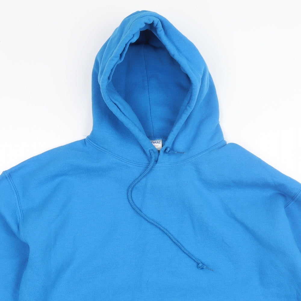 Gilden Mens Blue  Cotton Pullover Hoodie Size M