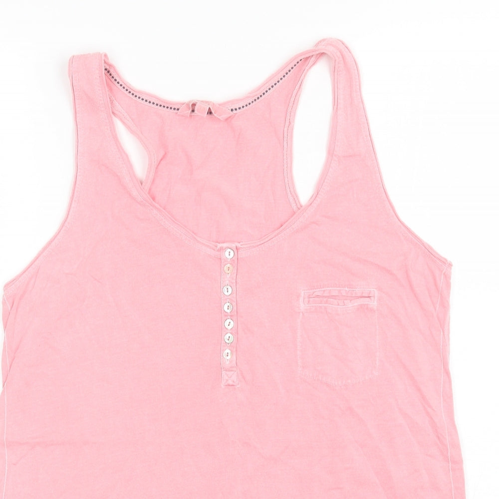 Fat Face Womens Pink  Cotton Basic Tank Size 12 Round Neck