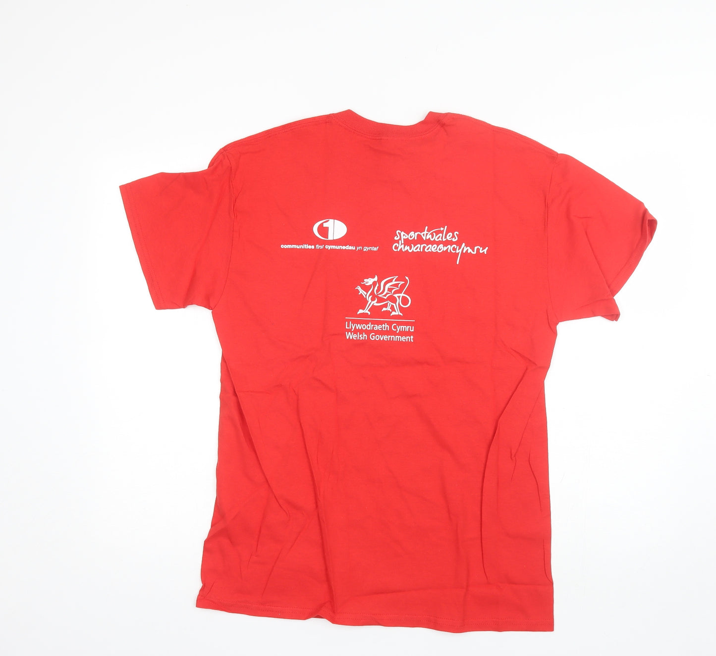 Gilden Mens Red  Cotton  T-Shirt Size M Round Neck