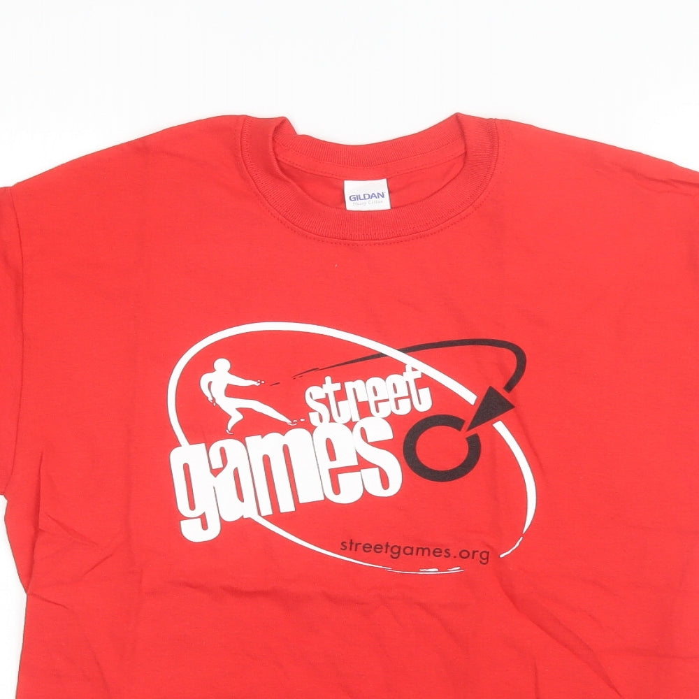 Gilden Mens Red  Cotton  T-Shirt Size M Round Neck
