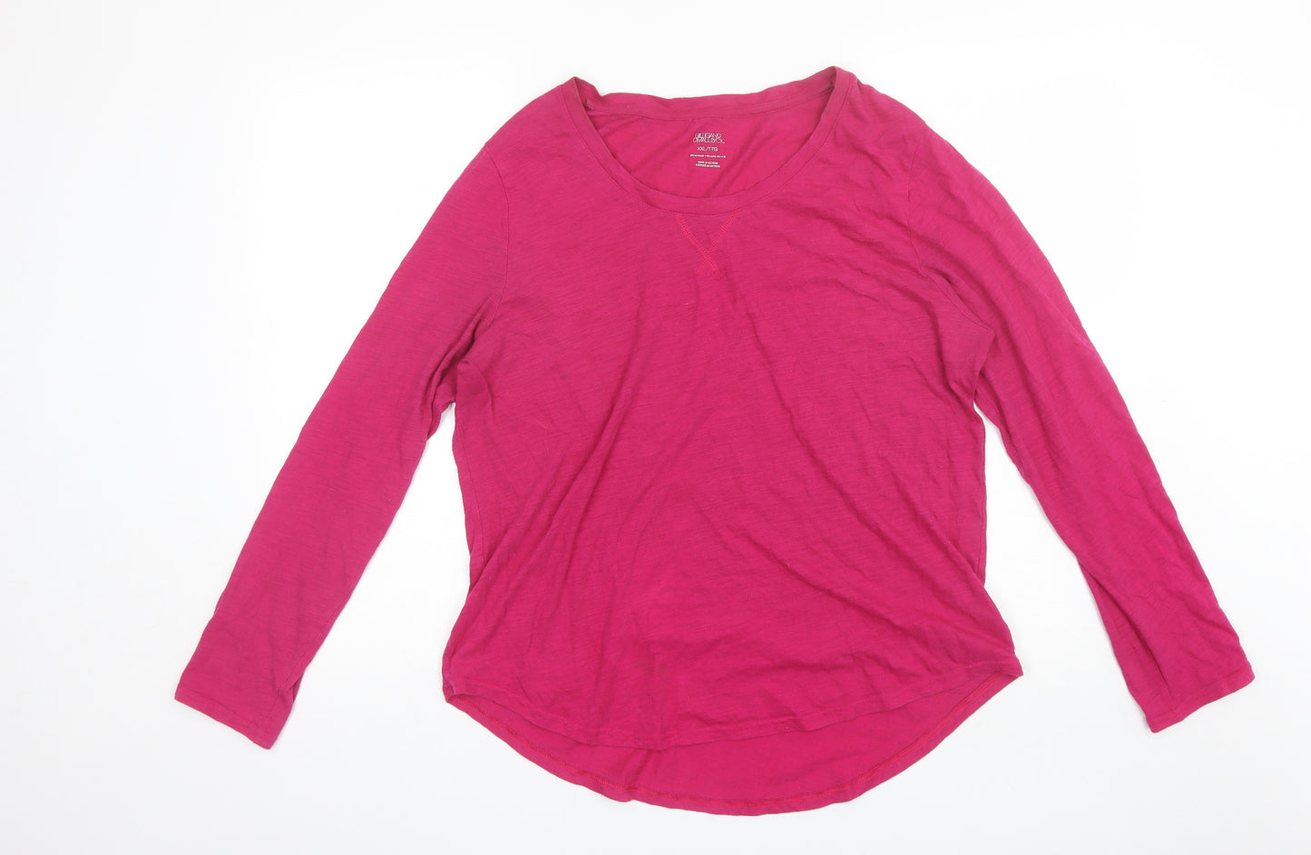 Gilligan & O'Malley Womens Pink  Cotton Basic T-Shirt Size 2XL Round Neck
