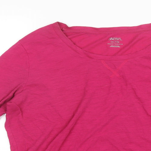 Gilligan & O'Malley Womens Pink  Cotton Basic T-Shirt Size 2XL Round Neck