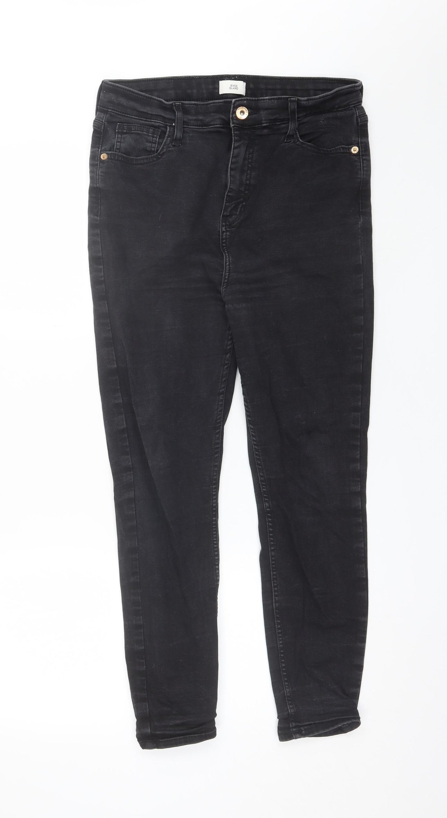 River Island Womens Black  Cotton Skinny Jeans Size 14 L25 in Regular