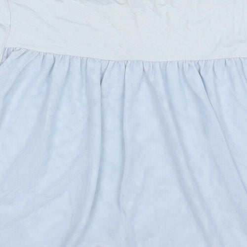 Topshop Womens Blue  Cotton Basic T-Shirt Size 10 Round Neck