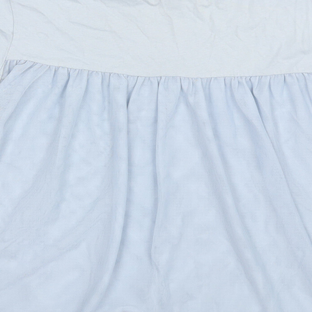 Topshop Womens Blue  Cotton Basic T-Shirt Size 10 Round Neck