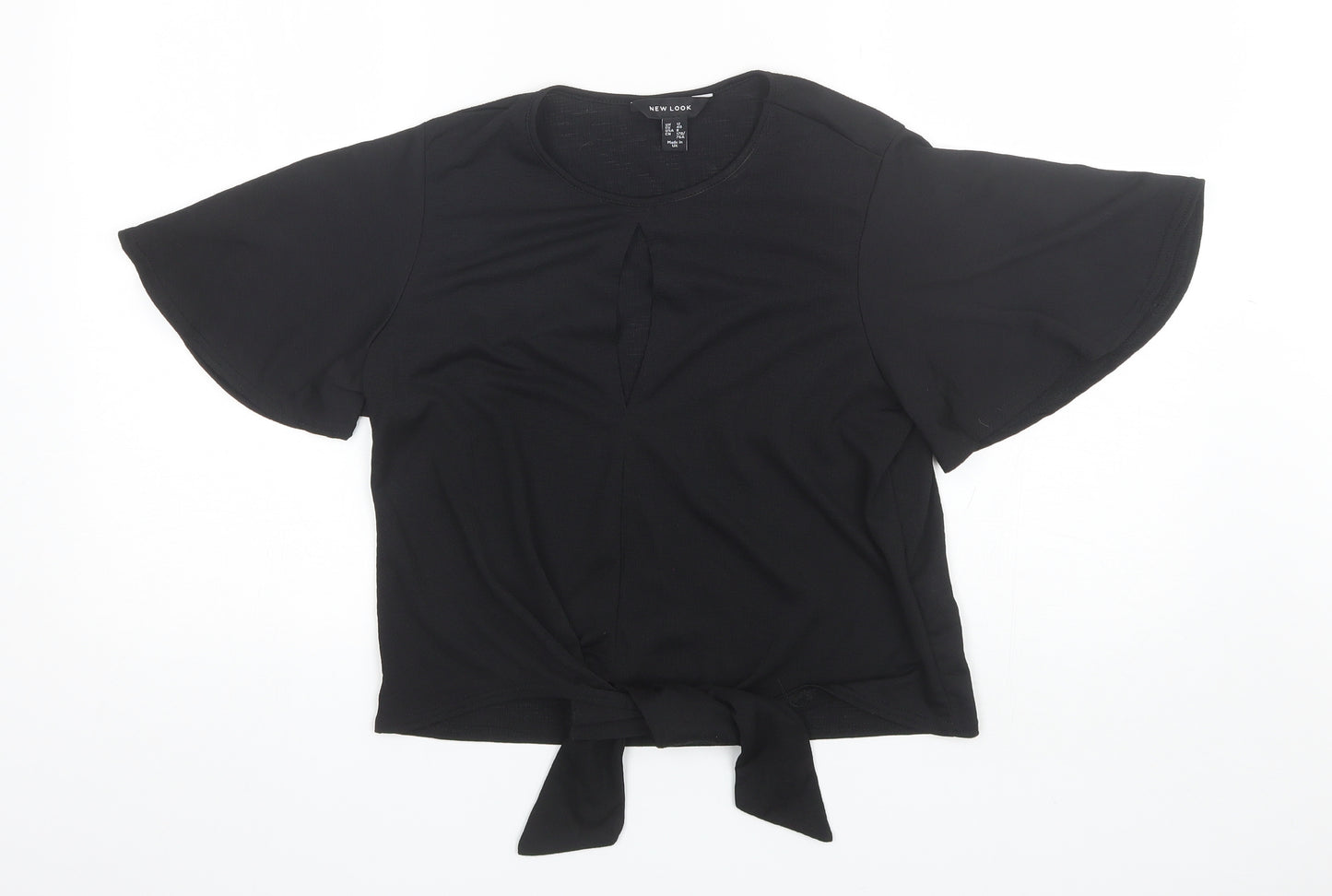 New Look Womens Black  Polyester Basic Blouse Size 12 Round Neck