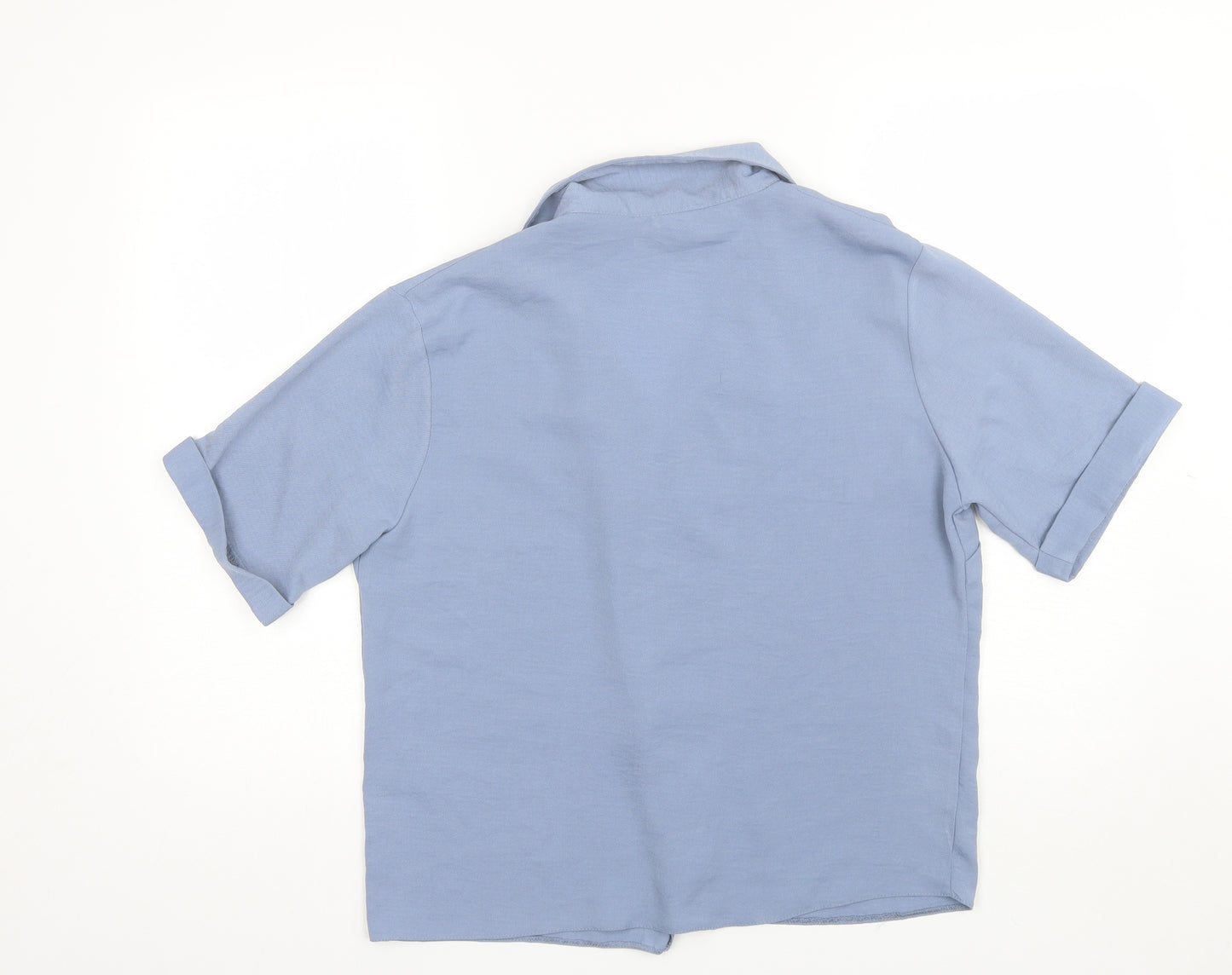 New Look Womens Blue  Polyester Basic Button-Up Size 12 Collared