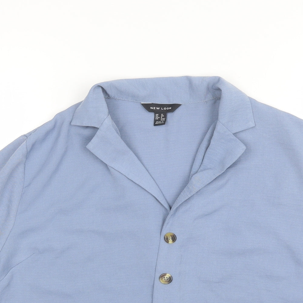 New Look Womens Blue  Polyester Basic Button-Up Size 12 Collared