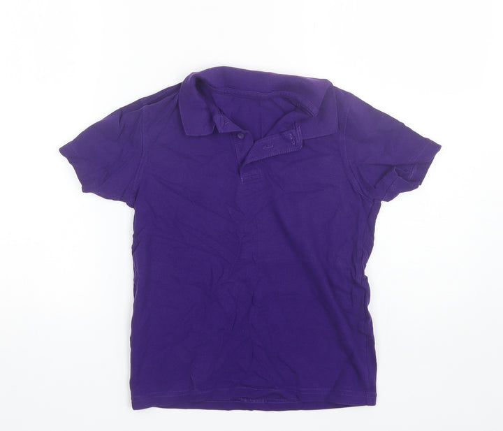 Georgeq Boys Purple Cotton Basic Polo Size 9-10 Years Collared