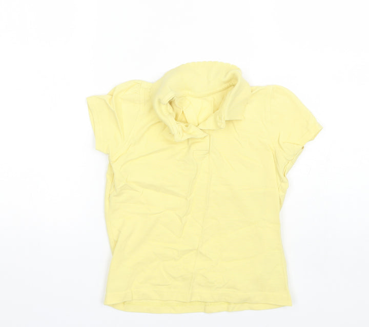 George Girls Yellow  Cotton Basic Polo Size 7-8 Years Collared