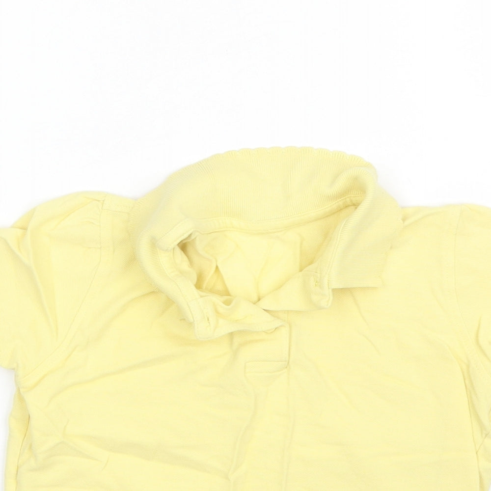 George Girls Yellow  Cotton Basic Polo Size 7-8 Years Collared