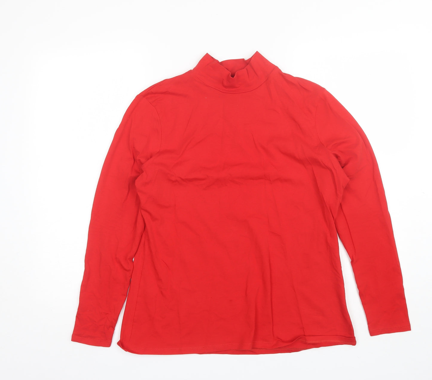 Marks and Spencer Womens Red  Cotton Basic T-Shirt Size 16 Mock Neck