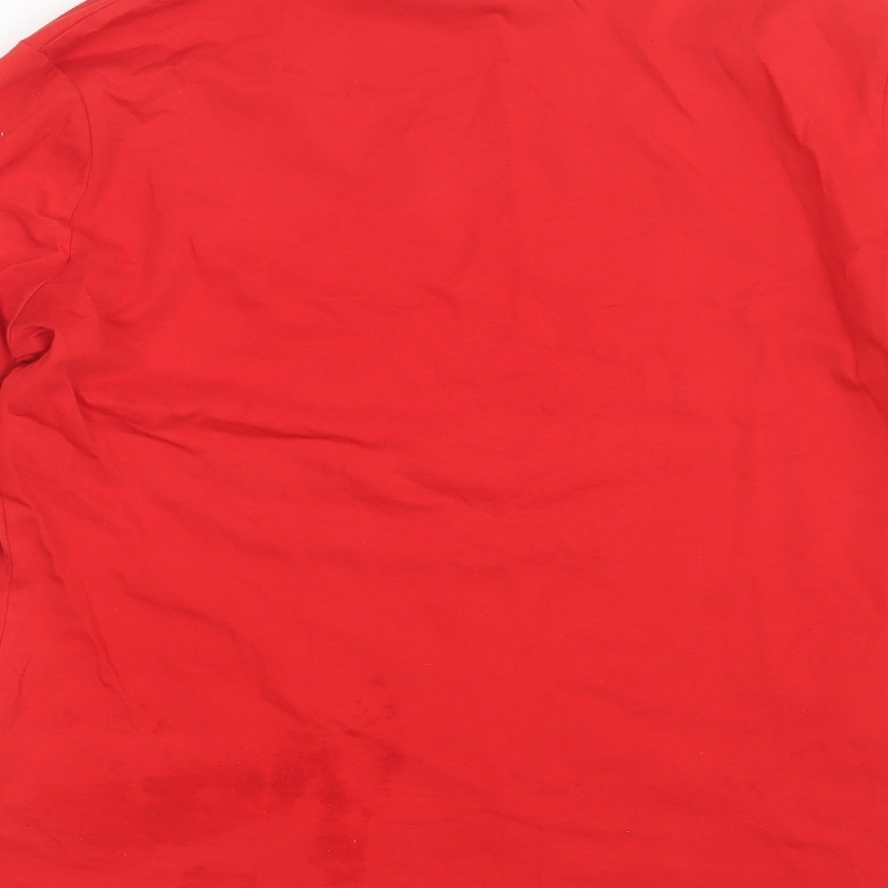 Marks and Spencer Womens Red  Cotton Basic T-Shirt Size 16 Mock Neck