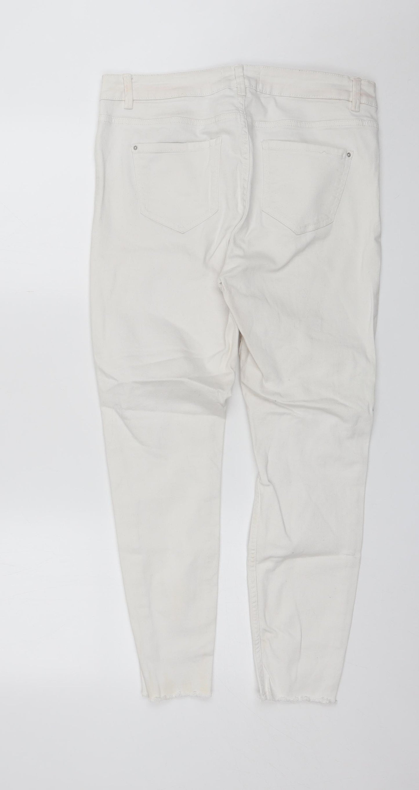 New Look Womens White  Cotton Skinny Jeans Size 14 L26 in Regular