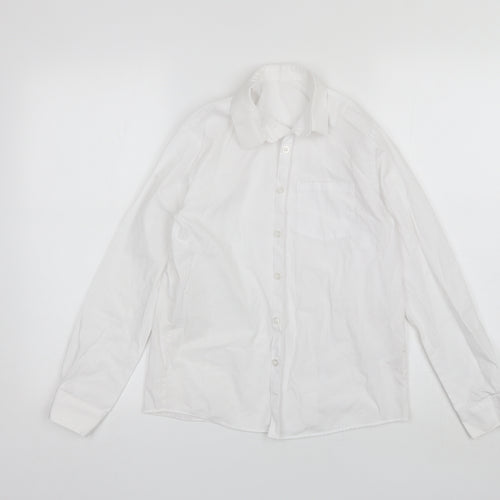 George Girls White  Polyester Basic Button-Up Size 11-12 Years Collared