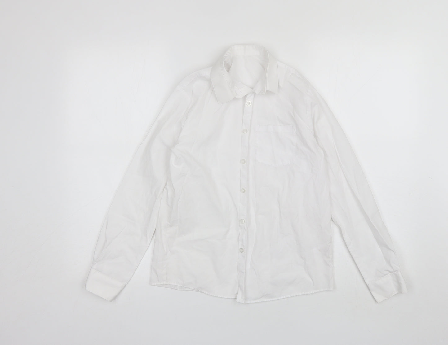 George Girls White  Polyester Basic Button-Up Size 11-12 Years Collared