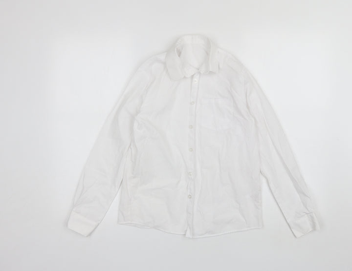 George Girls White  Polyester Basic Button-Up Size 11-12 Years Collared