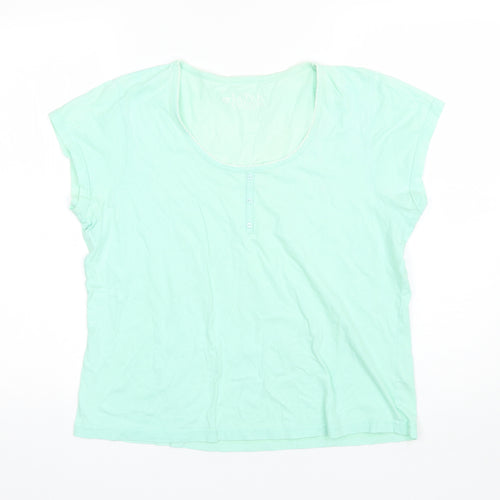 BHS Womens Green Solid Cotton Top Pyjama Top Size 16