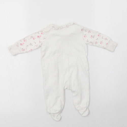 Matalan Baby White Floral Cotton Babygrow One-Piece Size 0-3 Months