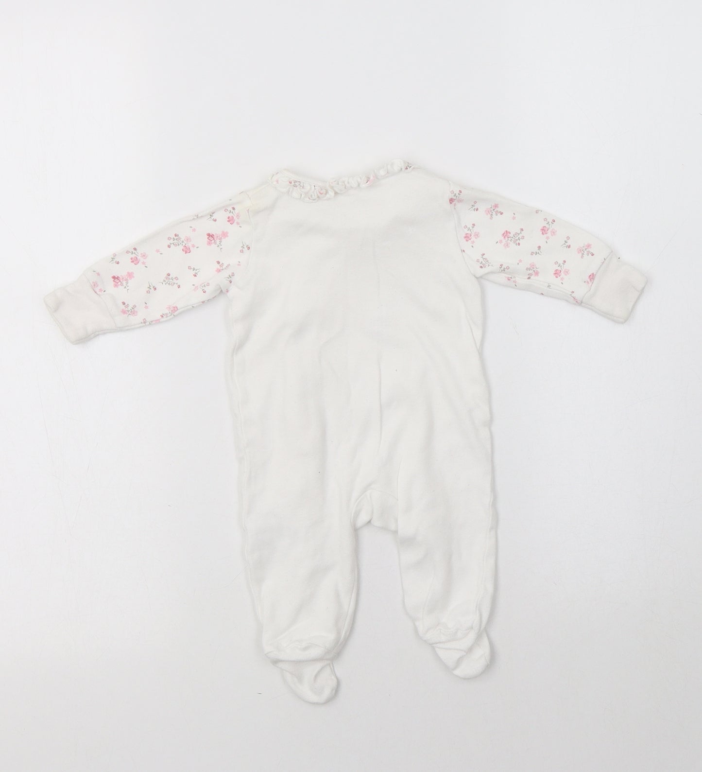 Matalan Baby White Floral Cotton Babygrow One-Piece Size 0-3 Months