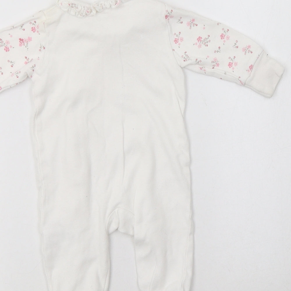 Matalan Baby White Floral Cotton Babygrow One-Piece Size 0-3 Months