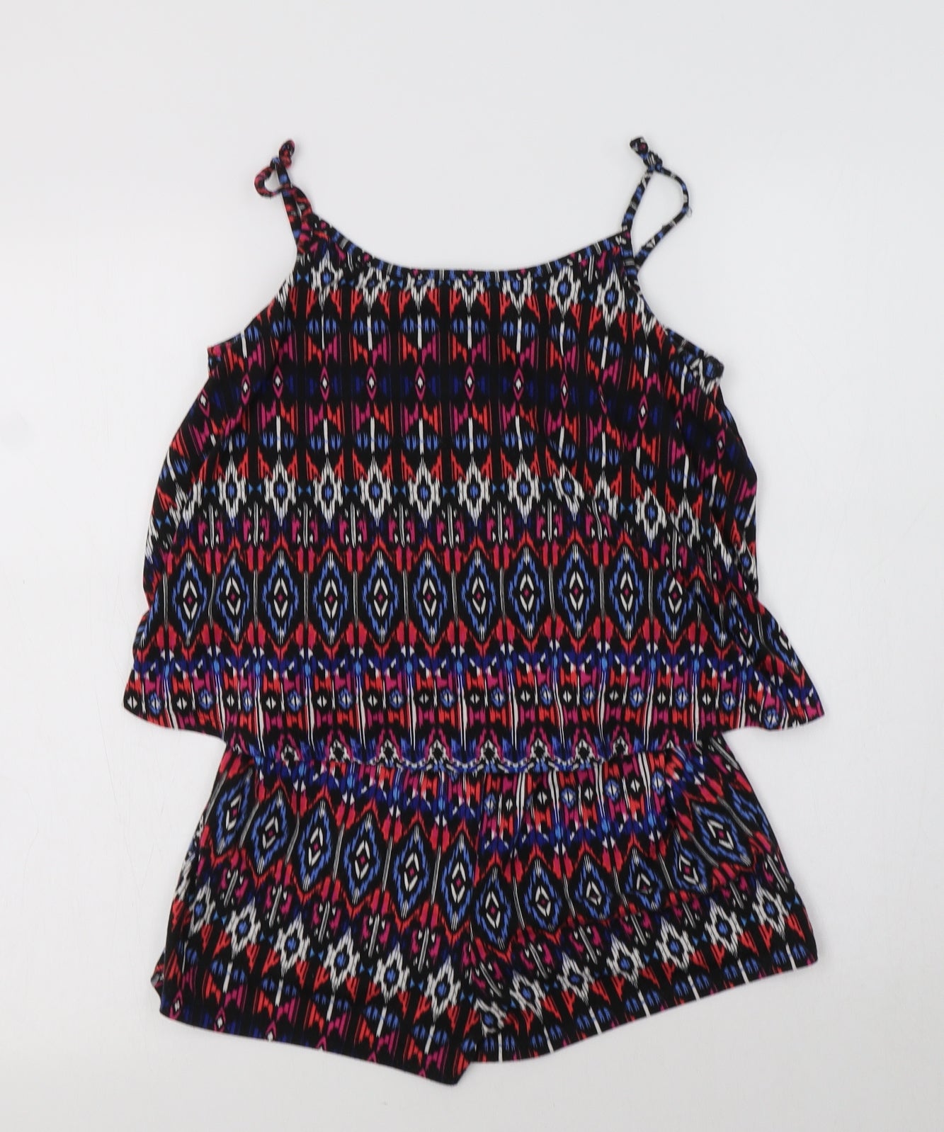 Primark Girls Multicoloured Geometric Polyester Playsuit One-Piece Size 12-13 Years