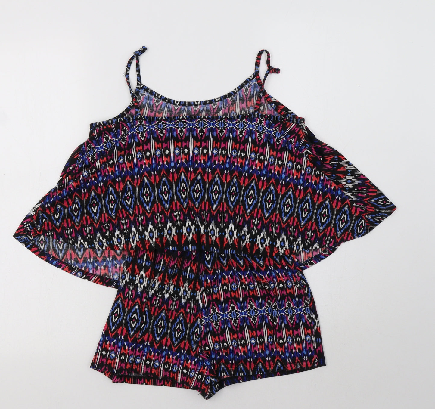 Primark Girls Multicoloured Geometric Polyester Playsuit One-Piece Size 12-13 Years