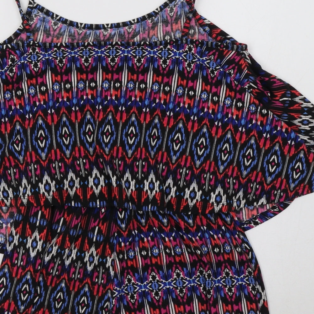 Primark Girls Multicoloured Geometric Polyester Playsuit One-Piece Size 12-13 Years