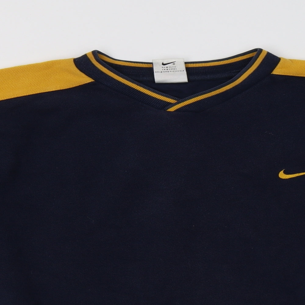 Nike Mens Blue Striped Cotton Pullover Sweatshirt Size L
