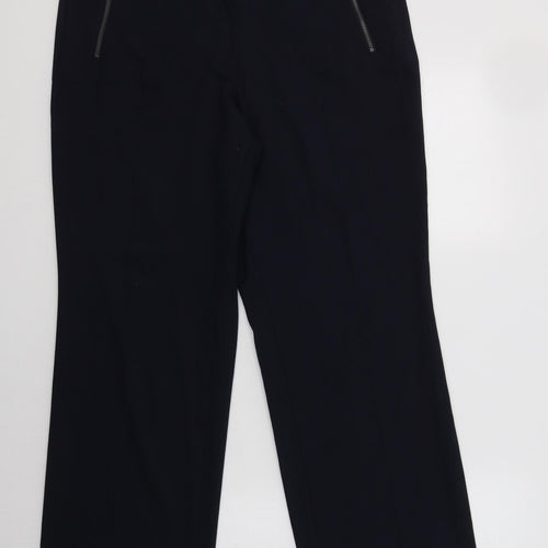 M&S Womens Blue  Polyester Dress Pants Trousers Size 14 L29 in Regular
