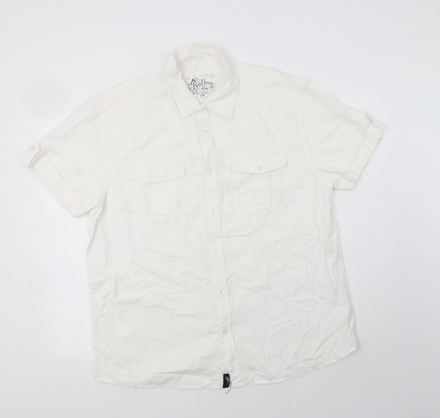 Red Herring Mens White  Cotton  Button-Up Size XL Collared