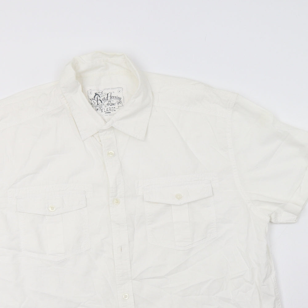 Red Herring Mens White  Cotton  Button-Up Size XL Collared