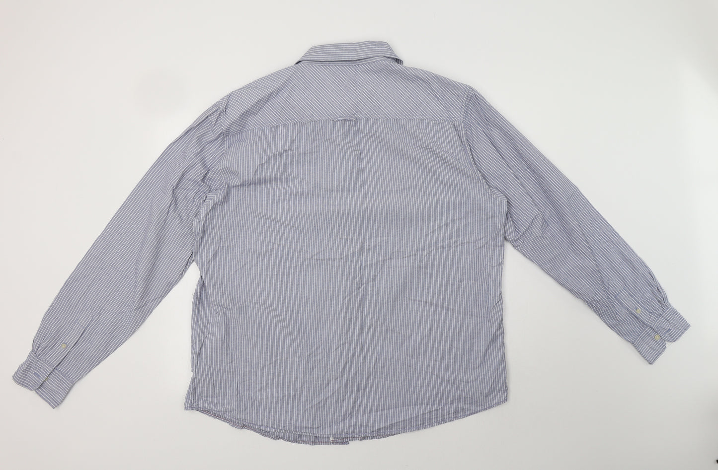 Matalan Mens Blue Striped Cotton  Button-Up Size 2XL Collared