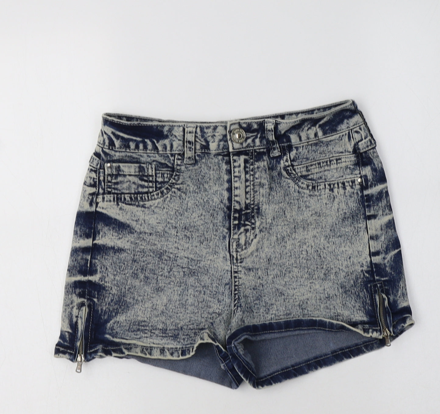River Island Womens Blue  Cotton Hot Pants Shorts Size 10 L3 in Regular Button