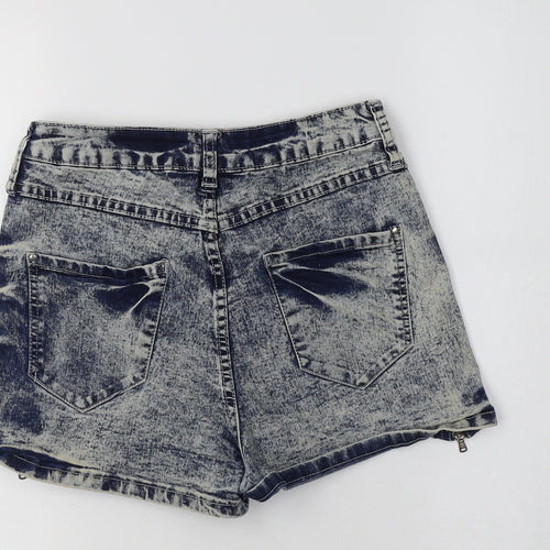 River Island Womens Blue  Cotton Hot Pants Shorts Size 10 L3 in Regular Button