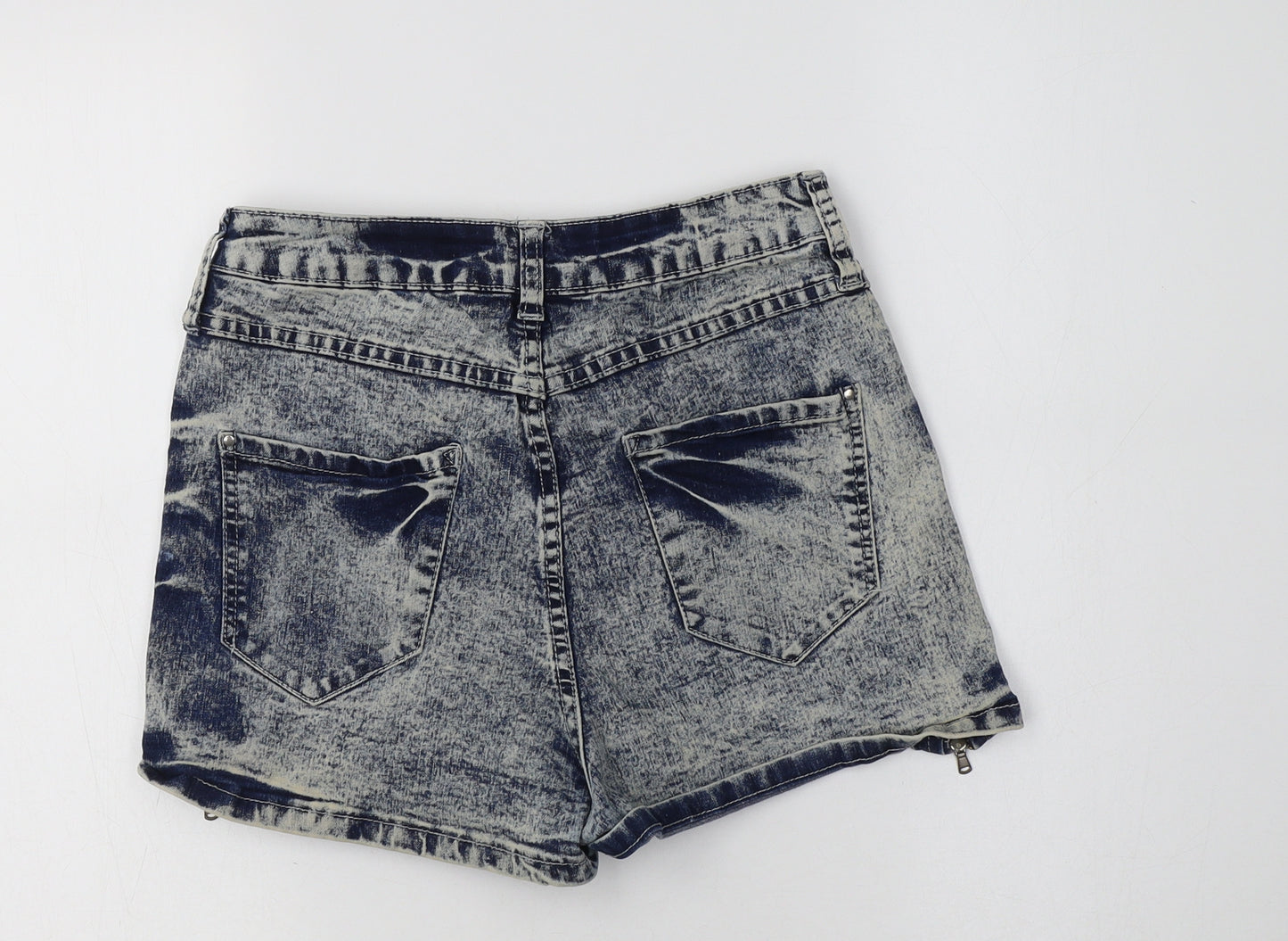 River Island Womens Blue  Cotton Hot Pants Shorts Size 10 L3 in Regular Button
