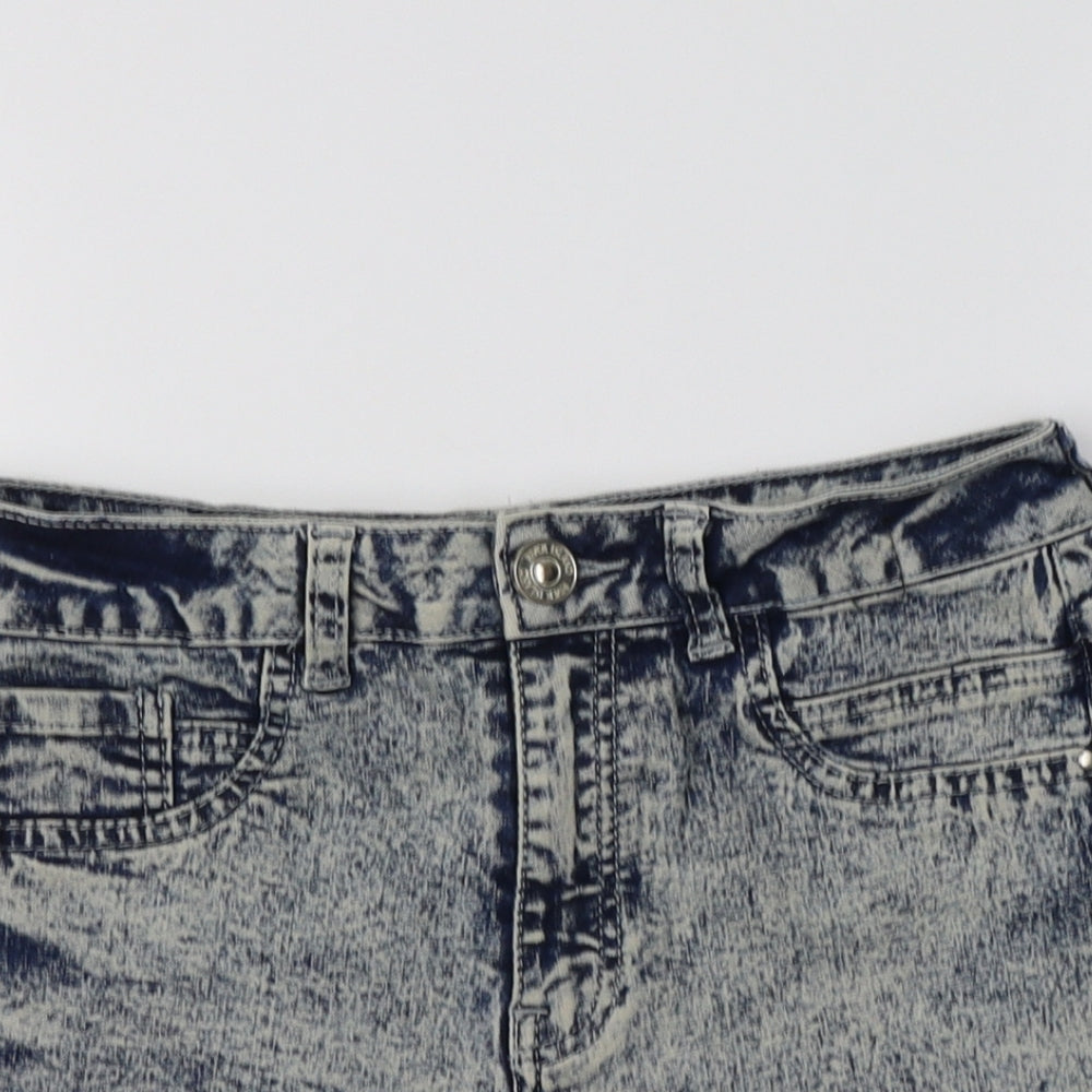 River Island Womens Blue  Cotton Hot Pants Shorts Size 10 L3 in Regular Button
