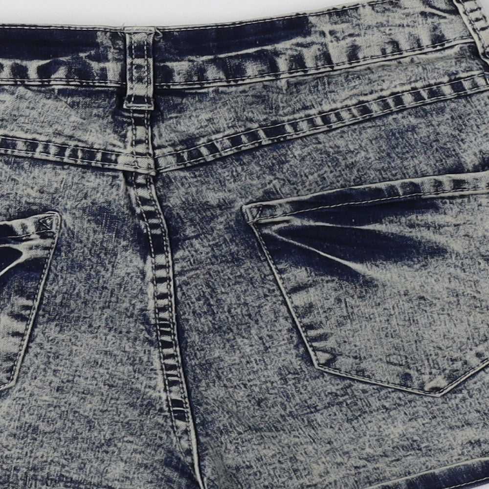 River Island Womens Blue  Cotton Hot Pants Shorts Size 10 L3 in Regular Button