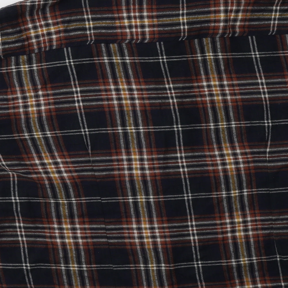 Primark Womens Brown Check Cotton Basic Button-Up Size 16 Collared