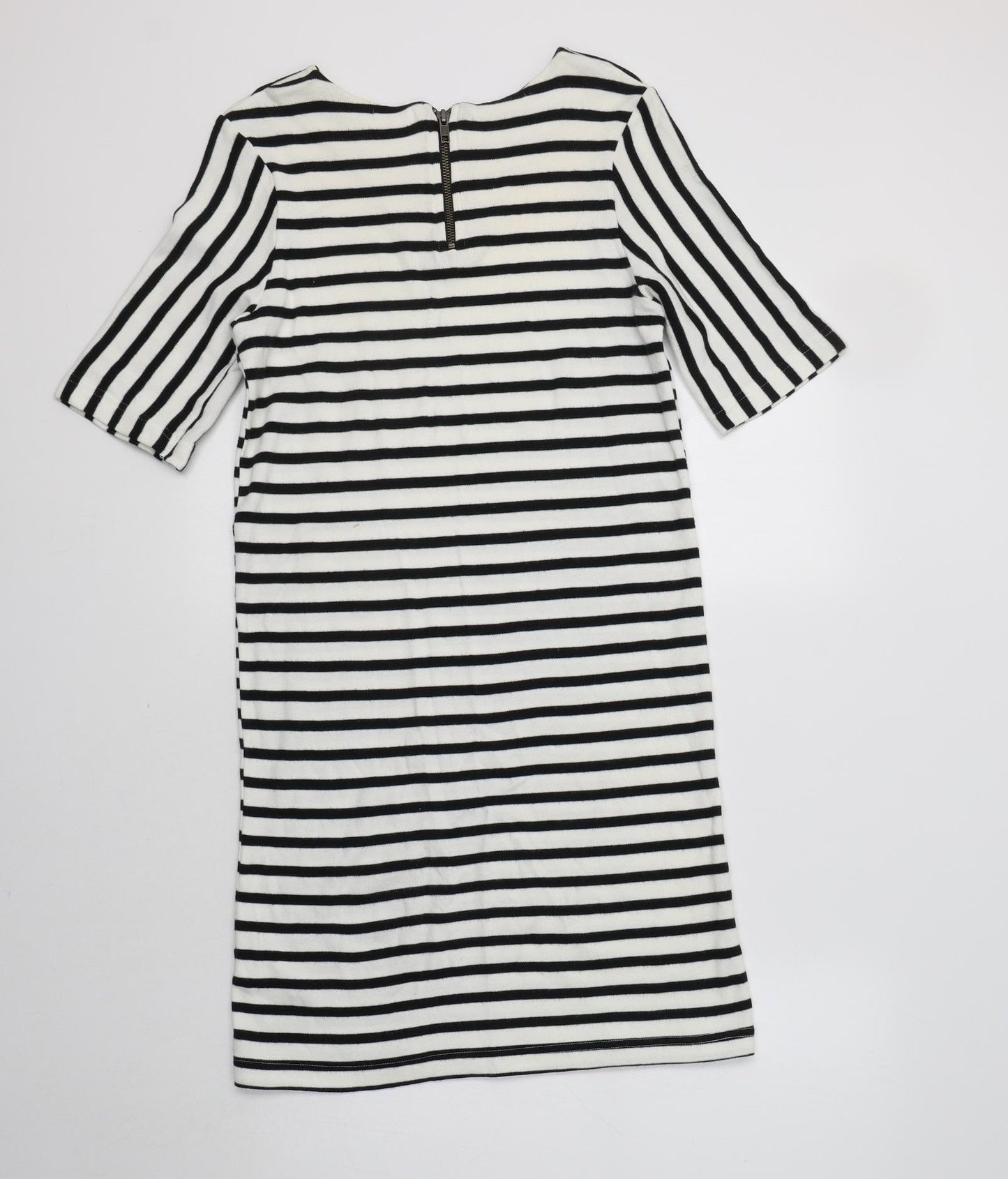River Island Womens White Striped Cotton A-Line  Size 8  Round Neck