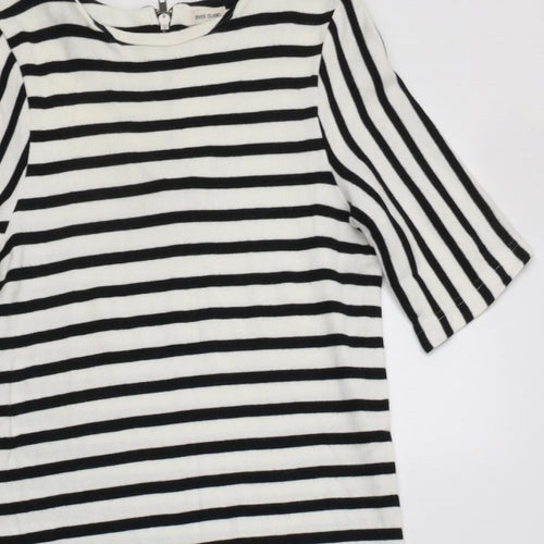 River Island Womens White Striped Cotton A-Line  Size 8  Round Neck