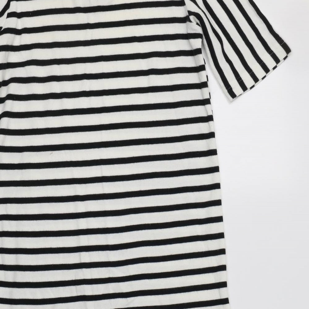 River Island Womens White Striped Cotton A-Line  Size 8  Round Neck
