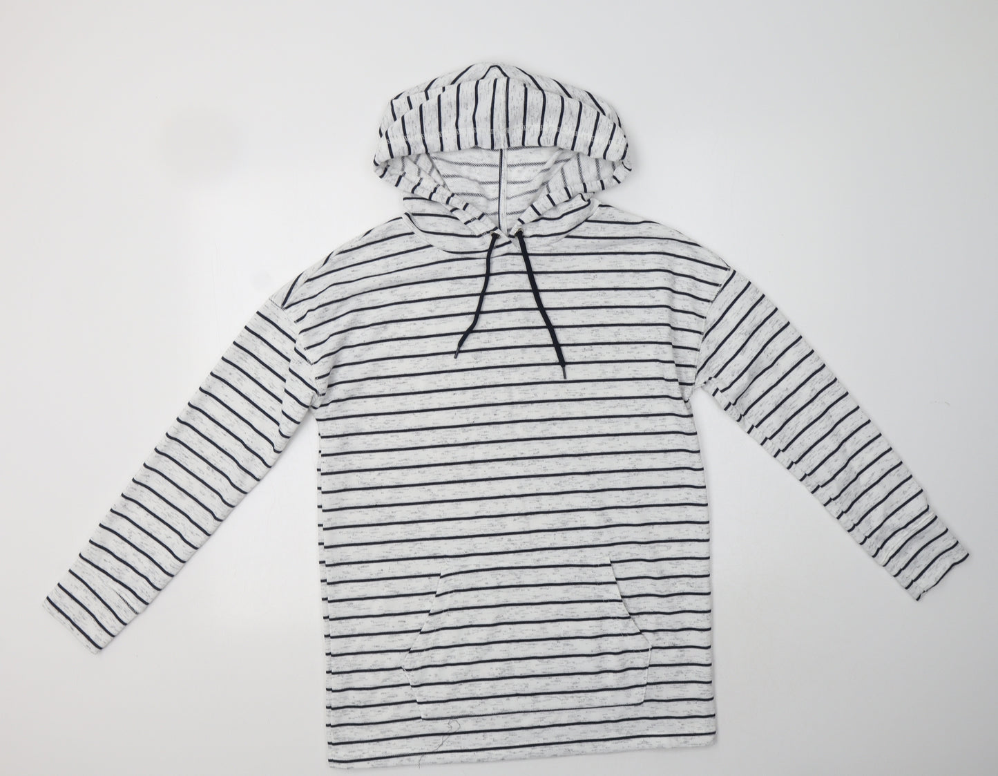 Papaya Womens Grey Striped Polyester Pullover Hoodie Size S