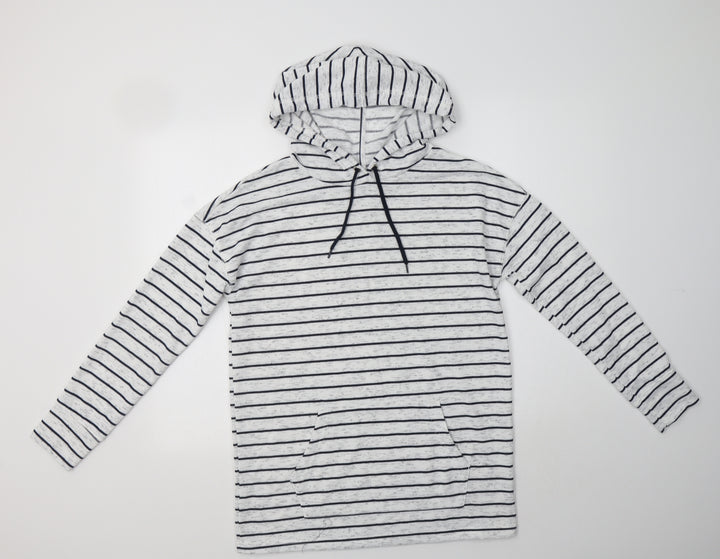 Papaya Womens Grey Striped Polyester Pullover Hoodie Size S