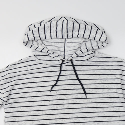 Papaya Womens Grey Striped Polyester Pullover Hoodie Size S