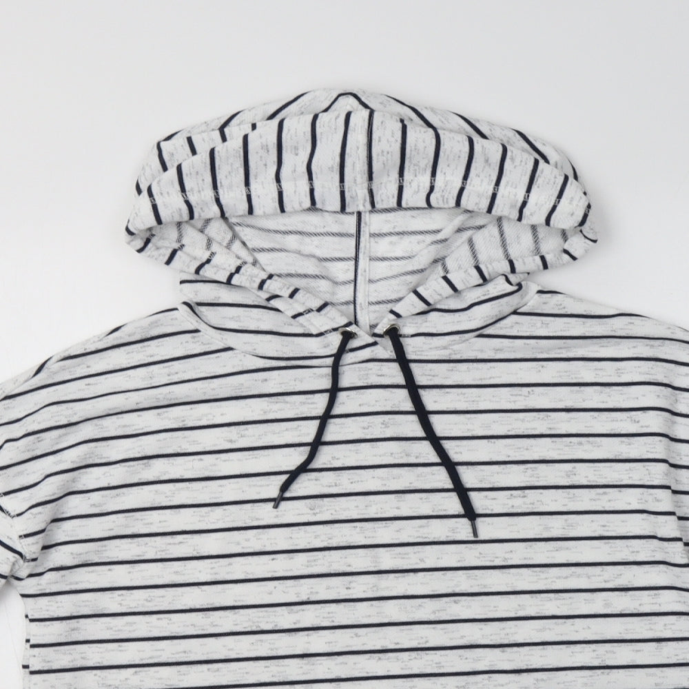 Papaya Womens Grey Striped Polyester Pullover Hoodie Size S
