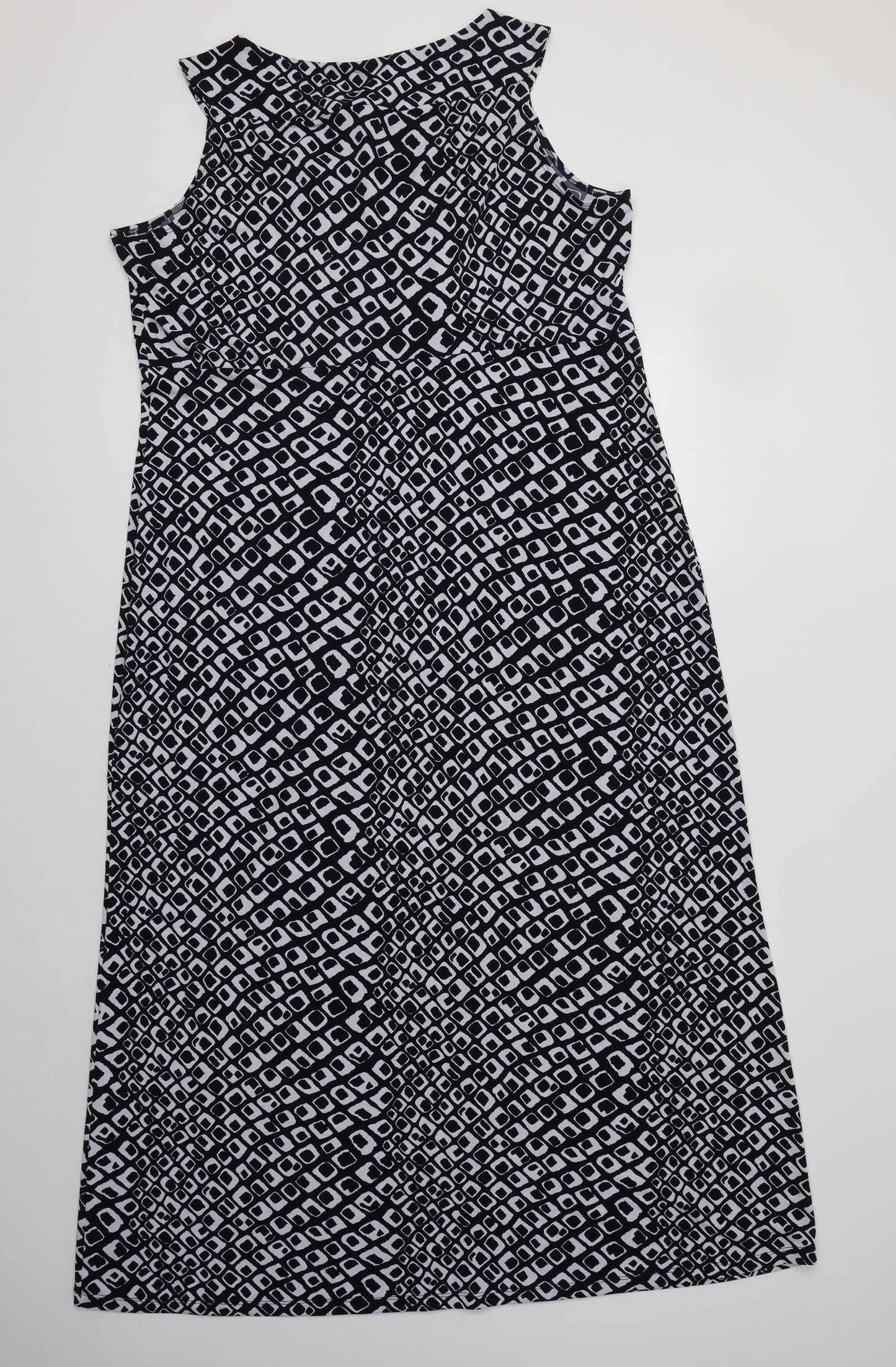 Kim & Co Womens Blue Geometric Polyester Maxi  Size 2XL  Round Neck